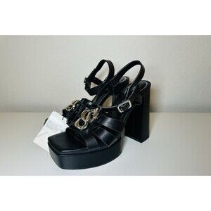 ZARA *NEW* Black Chunky Platform Strappy Heels Sandals Dressy Women US 6 EU 36